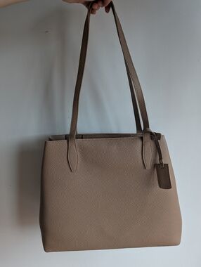 Taupe Beige Leather Tote Bag Shoulder Bag